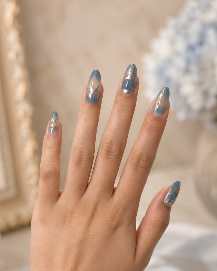 Iced Angel - Baby Blue 3D Press On Nails